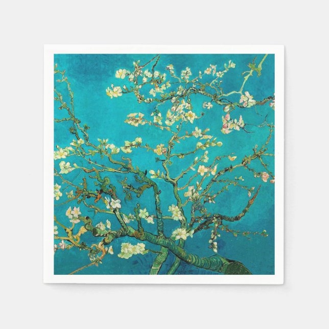 Vincent Van Gogh Blossoming Almond Träd Blommigt A Pappersservett (Framsidan)