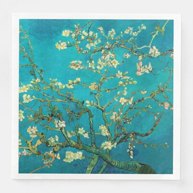 Vincent Van Gogh Blossoming Almond Träd Blommigt A Pappersservett (Framsida)