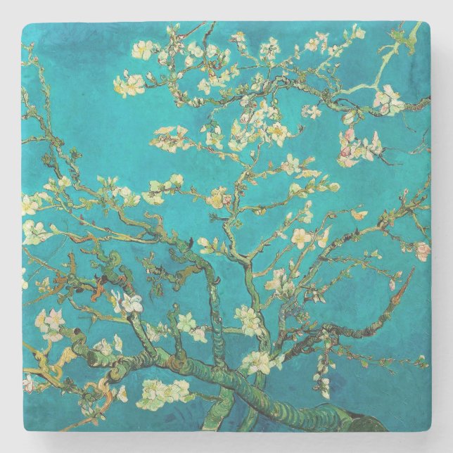 Vincent Van Gogh Blossoming Almond Träd Blommigt A Underlägg Sten (Framsidan)