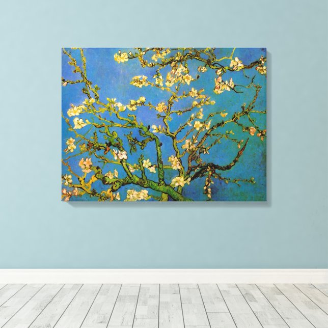 Vincent van Gogh - Blossoming Almond Träd Canvastryck (Insitu (trägolv))