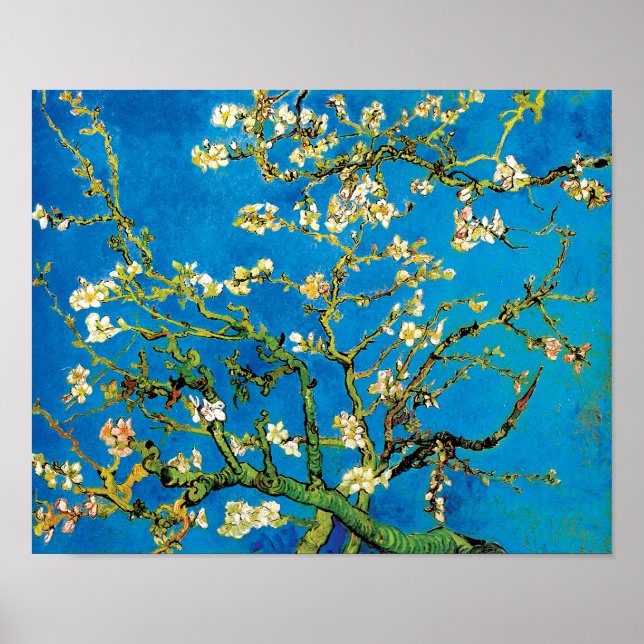Vincent Van Gogh - Blossoming Almond Träd Fine Art Poster (Framsidan)