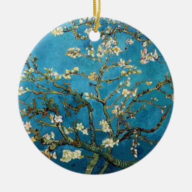 Vincent van Gogh, Blossoming Almond Träd Julgransprydnad Keramik (Framsidan)