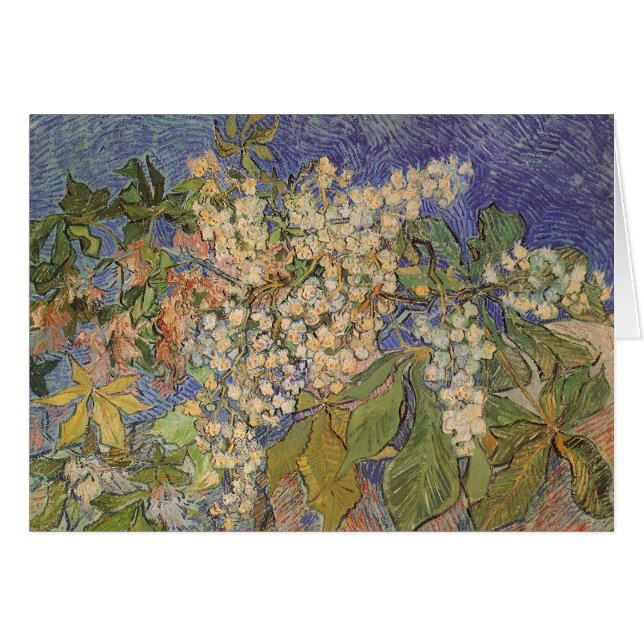 Vincent van Gogh - Blossoming Chestnut Grenar Hälsningskort (Framsidan Horizontal)