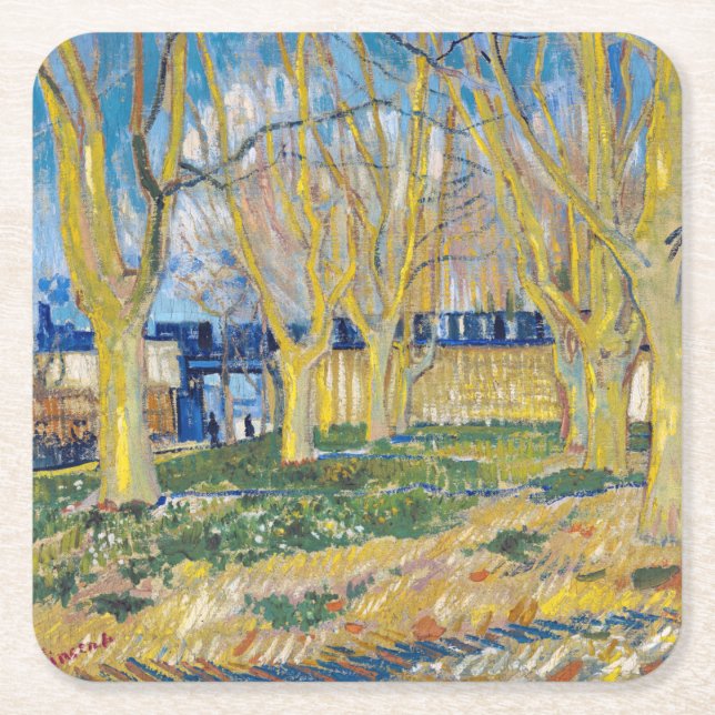 Vincent van Gogh - Blue Tåg Underlägg Papper Kvadrat (Framsidan)