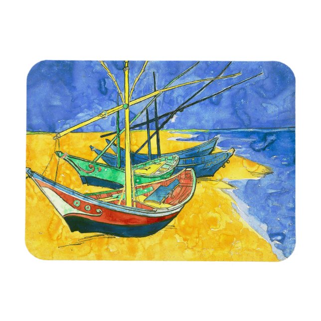 Vincent van Gogh Boats vid Saintes-Marie vattencol Magnet (Horisontell)