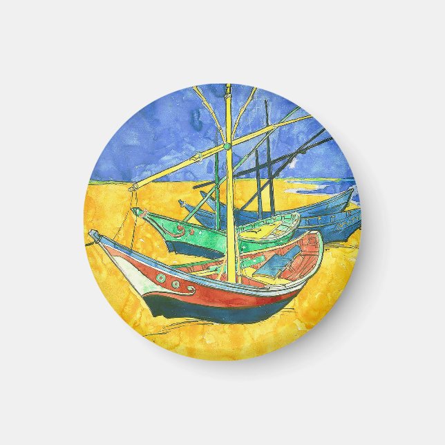 Vincent van Gogh Boats vid Saintes-Marie vattencol Magnet (Framsidan)