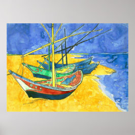 Vincent van Gogh Boats vid Saintes-Marie vattencol Poster