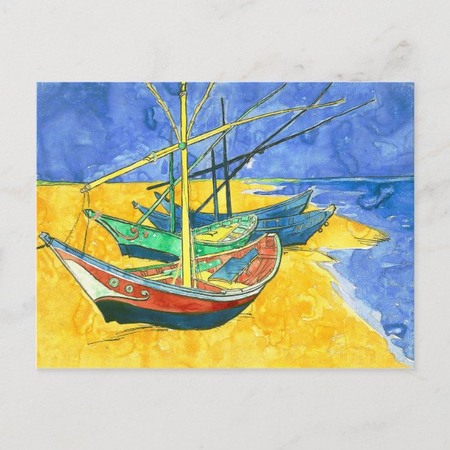 Vincent van Gogh Boats vid Saintes-Marie vattencol Vykort (Framsida)