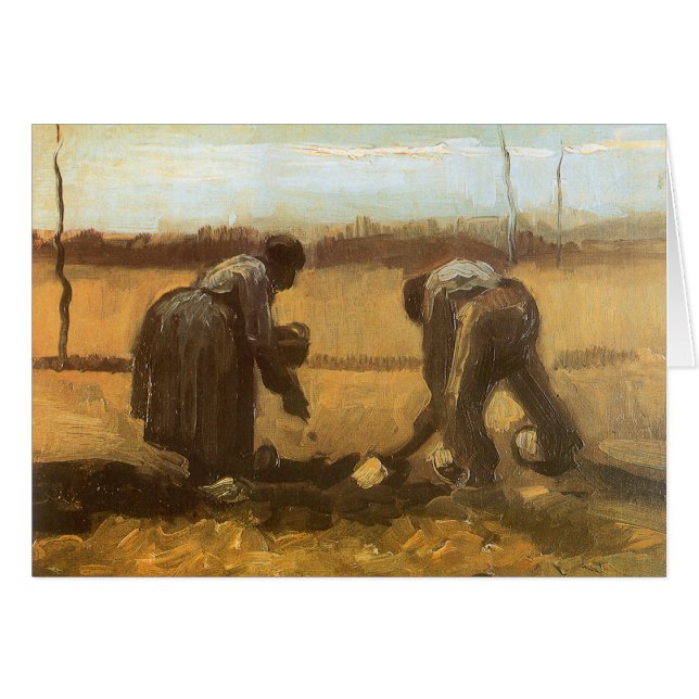 Vincent van Gogh - Bönder planterar potatis Hälsningskort (Framsidan Horizontal)