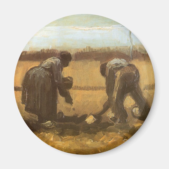 Vincent van Gogh - Bönder som planterar potatis Magnet (Framsidan)
