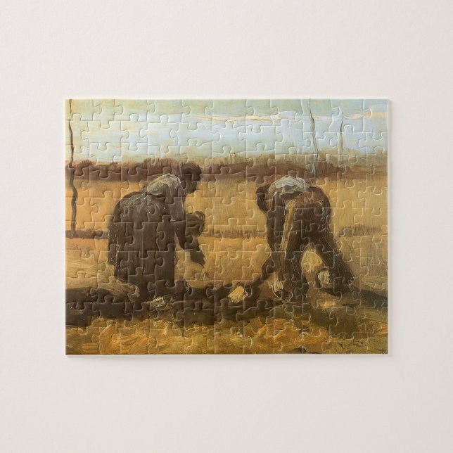 Vincent van Gogh - Bönder som planterar potatis Pussel (Horisontell)