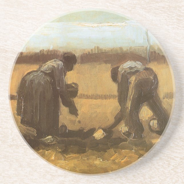Vincent van Gogh - Bönder som planterar potatis Underlägg (Framsidan)