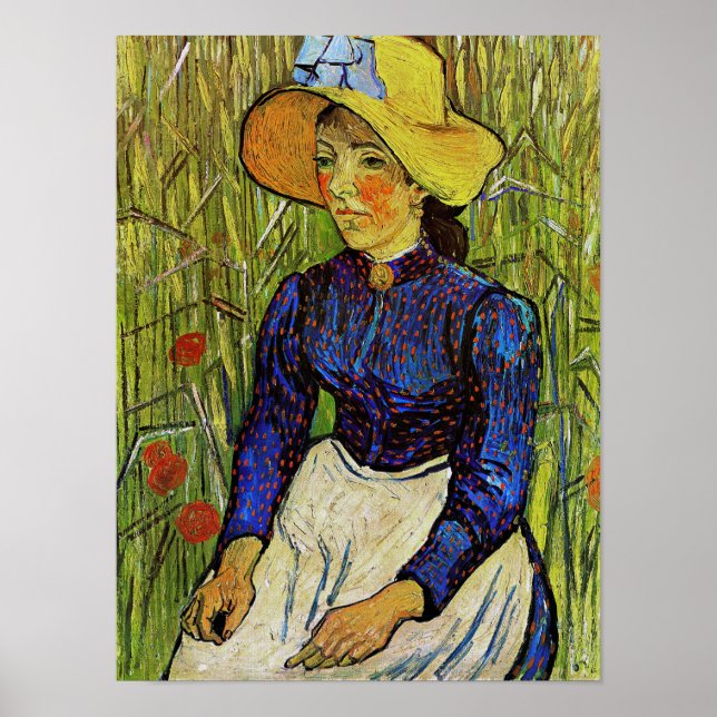 Vincent van Gogh - Bondflicka med halmhatt Poster (Framsidan)