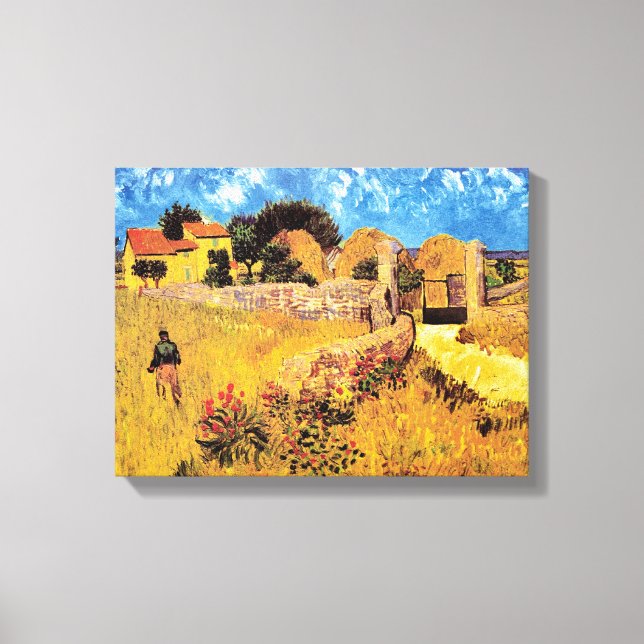 Vincent Van Gogh - Bondgård i Provence Finkonst Canvastryck (Framsida)