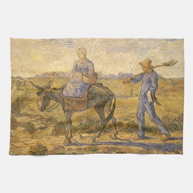 Vincent van Gogh - Bondpar som går till arbetet Kökshandduk (Horisontell)
