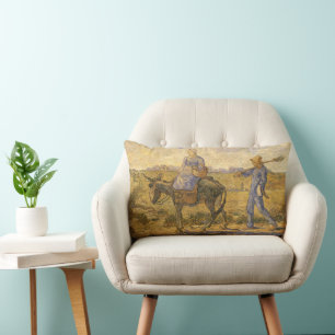 Vincent van Gogh - Bondpar som går till arbetet Lumbarkudde