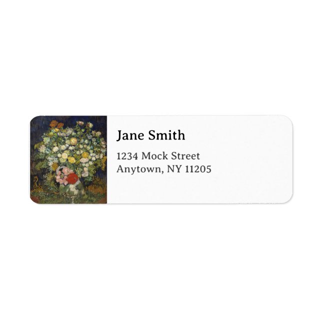 Vincent van Gogh Bouquet of Flowers i Vas Returadress Etikett (Framsidan)