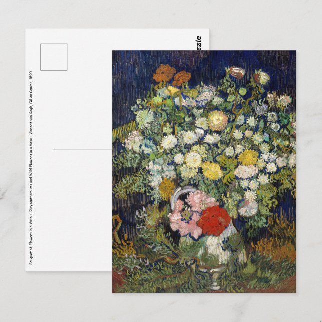 Vincent van Gogh - Bouquet of Flowers i Vas Vykort (Fram/baksida)