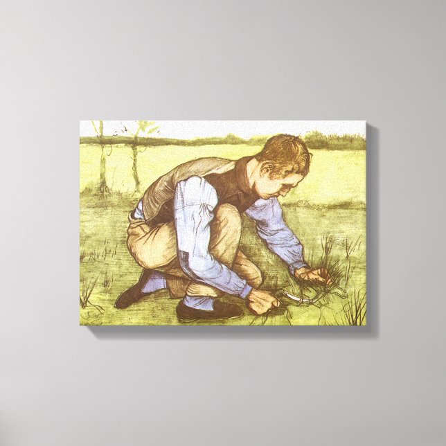 Vincent van Gogh - Boy Cining Grass with Sickle Canvastryck (Framsida)