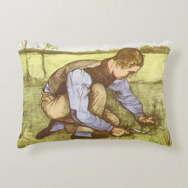 Vincent van Gogh - Boy Cining Grass with Sickle Prydnadskudde (Framsidan)