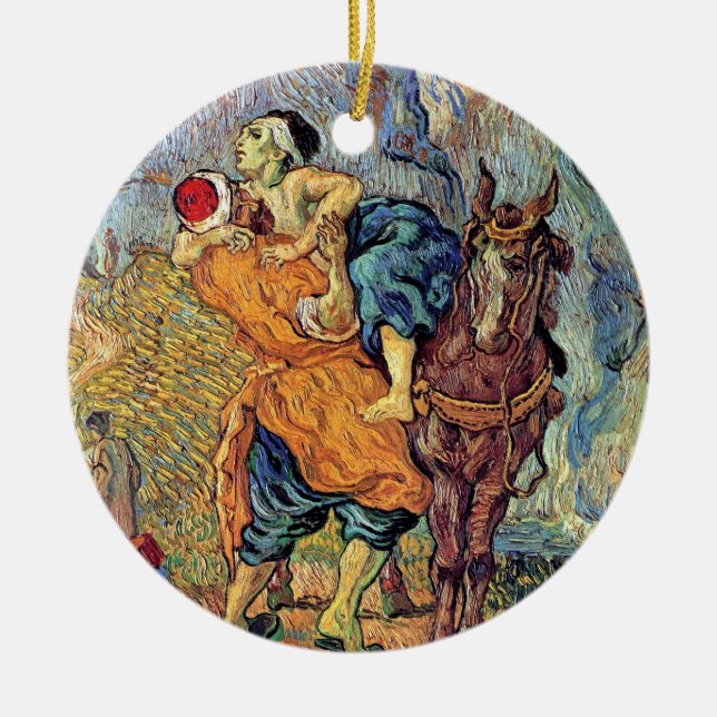 Vincent Van Gogh - Bra Samaritan - konst Julgransprydnad Keramik (Framsidan)