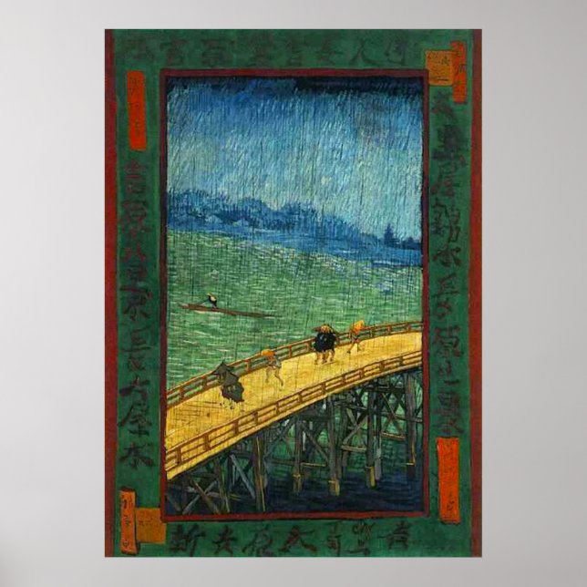 Vincent van Gogh Bridge i Rain (efter Hiroshige) Poster (Framsidan)