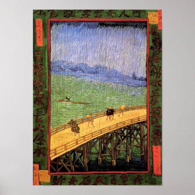 Vincent Van Gogh - Bridge in Rain Japansk Art Poster (Framsidan)