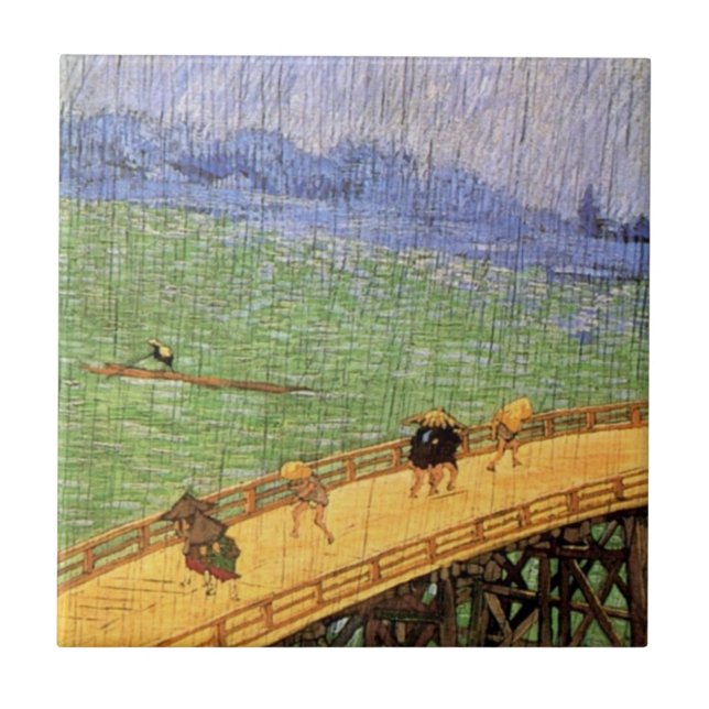 Vincent Van Gogh - Bro i regnet Japansk konst Kakelplatta (Framsidan)