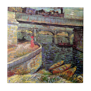 Vincent Van Gogh - Broar över Seine Kakelplatta
