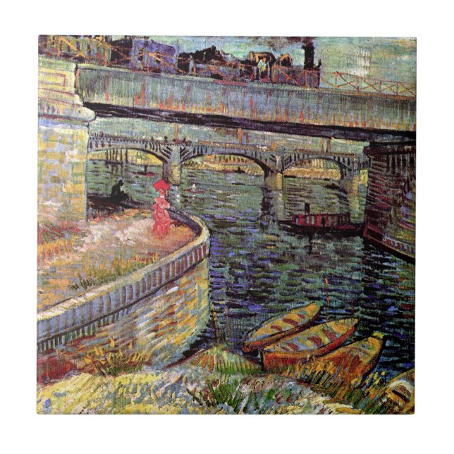 Vincent Van Gogh - Broar över Seine Kakelplatta (Framsidan)
