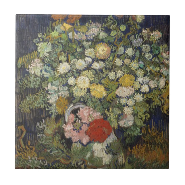 Vincent Van Gogh | bukett av blommor i en vas Kakelplatta (Framsidan)