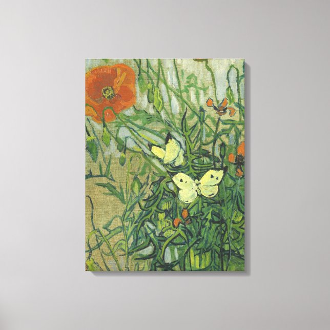 Vincent Van Gogh - Butterflies och poppies Canvastryck (Framsida)