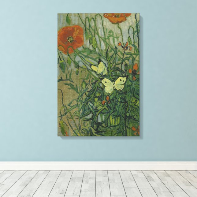 Vincent van Gogh - Butterflies och Poppies Canvastryck (Insitu (trägolv))