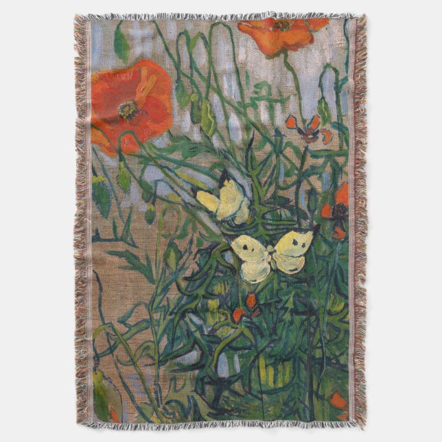 Vincent van Gogh - Butterflies och Poppies Filt (Framsidan Vertikal)