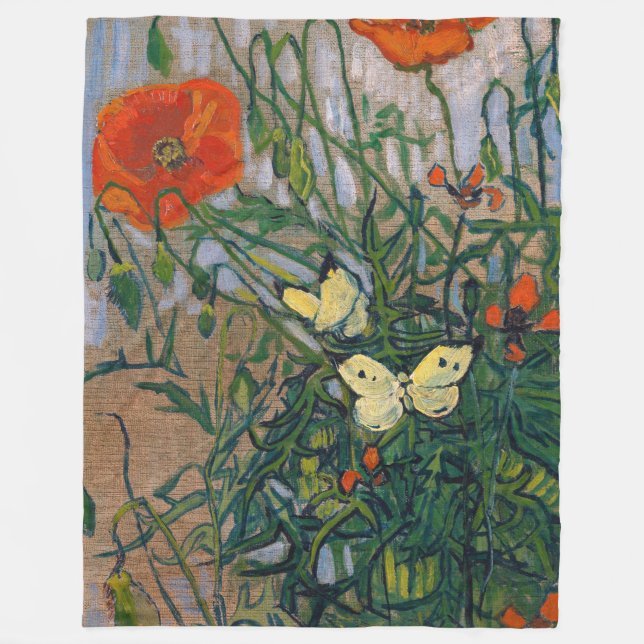 Vincent van Gogh - Butterflies och Poppies Fleecefilt (Framsidan)