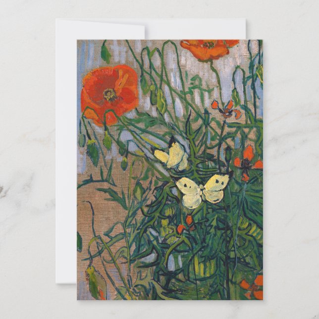 Vincent van Gogh - Butterflies och Poppies Inbjudningar (Framsida)