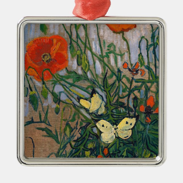 Vincent van Gogh - Butterflies och Poppies Julgransprydnad Metall (Framsidan)