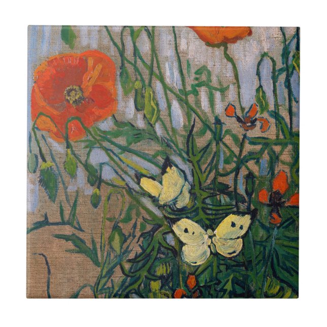 Vincent van Gogh - Butterflies och Poppies Kakelplatta (Framsidan)