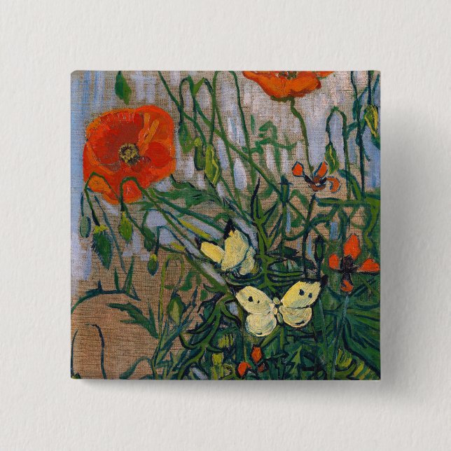Vincent van Gogh - Butterflies och Poppies Knapp (Framsida)