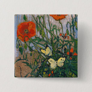 Vincent van Gogh - Butterflies och Poppies Knapp