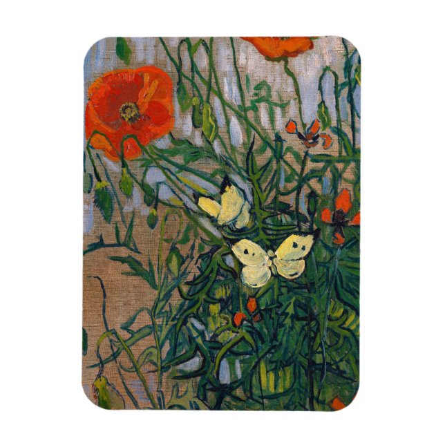 Vincent van Gogh - Butterflies och Poppies Magnet (Vertikal)