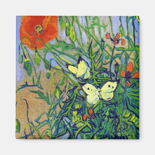 Vincent van Gogh Butterflies och Poppies Magnet (Framsidan)
