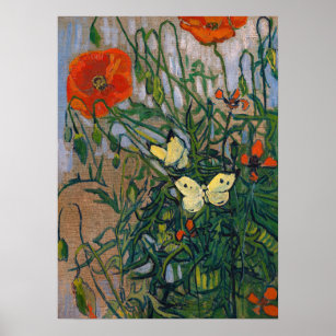 Vincent van Gogh - Butterflies och Poppies Poster