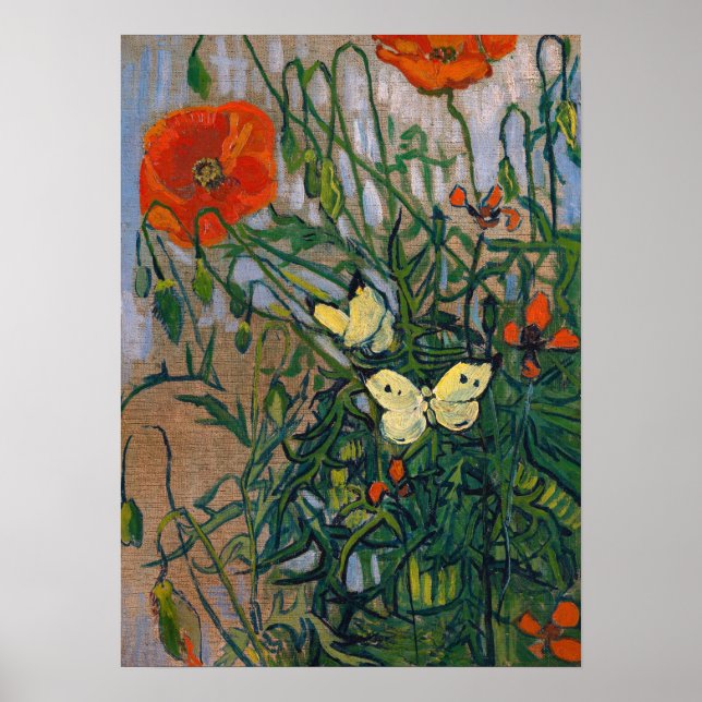 Vincent van Gogh - Butterflies och Poppies Poster (Framsidan)
