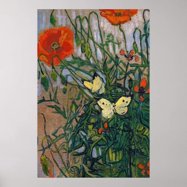 Vincent van Gogh - Butterflies och Poppies Poster (Framsidan)
