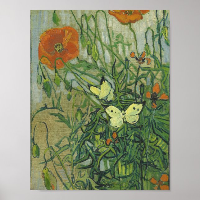Vincent Van Gogh - Butterflies och poppies Poster (Framsidan)