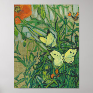 Vincent Van Gogh - Butterflies och poppies Poster
