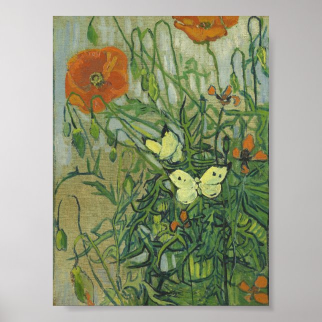 Vincent Van Gogh - Butterflies och poppies Poster (Framsidan)