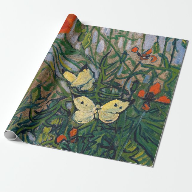 Vincent van Gogh - Butterflies och Poppies Presentpapper (Utrullad)