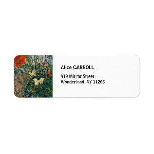 Vincent van Gogh - Butterflies och Poppies Returadress Etikett